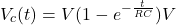 \{对齐*}开始V_c V (t) = (1 - e ^{- \压裂{t} {R C}}) V \{对齐*}结束