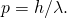 \ begin {公式*} p = h / \ lambda。结束\{方程*}