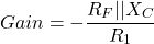 \ [增益=  -  \ frac {r_f ||x_c} {r_1} \]