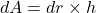 \ [da = dr \ times h \]
