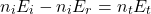 \ begin {arearation *} n_i e_i  -  n_i e_r = n_t e_t \ neg {equation *}