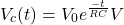 \{对齐*}开始V_c (t) = V_0 e ^{\压裂{- t} {RC}}结束V \{对齐*}
