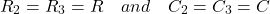 \ [r_2 = r_3 = r \ quad和\ quad c_2 = c_3 = c \]