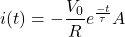 \ begin {arequation *} i（t）=  -  \ frac {v_0} {r} e ^ {\ frac {-t} {\ tau}} a \ the {公式*}