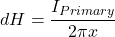 \ begin {arearation *} dh = \ frac {i_ {mimary}} {2 \ pi x} \ neg {arequation *}