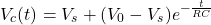 \ begin {align *} v_c（t）= v_s +（v_0  -  v_s）e ^ { -  \ frac {t} {rc}} \ neg {align *}