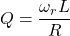 \ begin {align *} q = \ frac {\ omega_r l} {r} \ neg {align *}