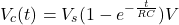 \ begin {arearation *} v_c（t）= v_s（1  -  e ^ { -  \ frac { -  t} {rc}}）v \ neg {arequation *}